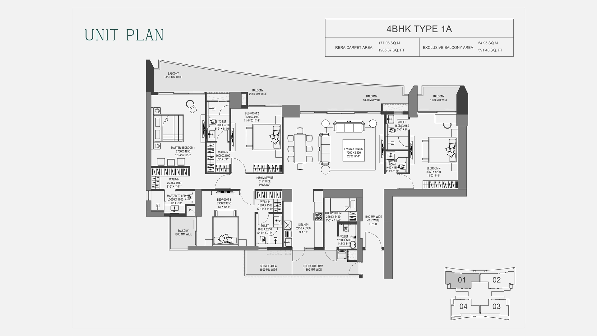 4bhk floor plan type 1a