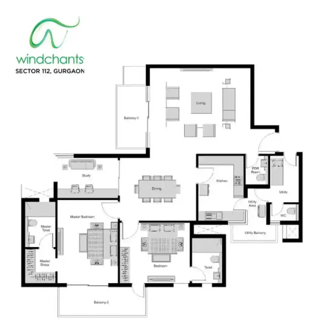 windchant 2bhk floor plan
