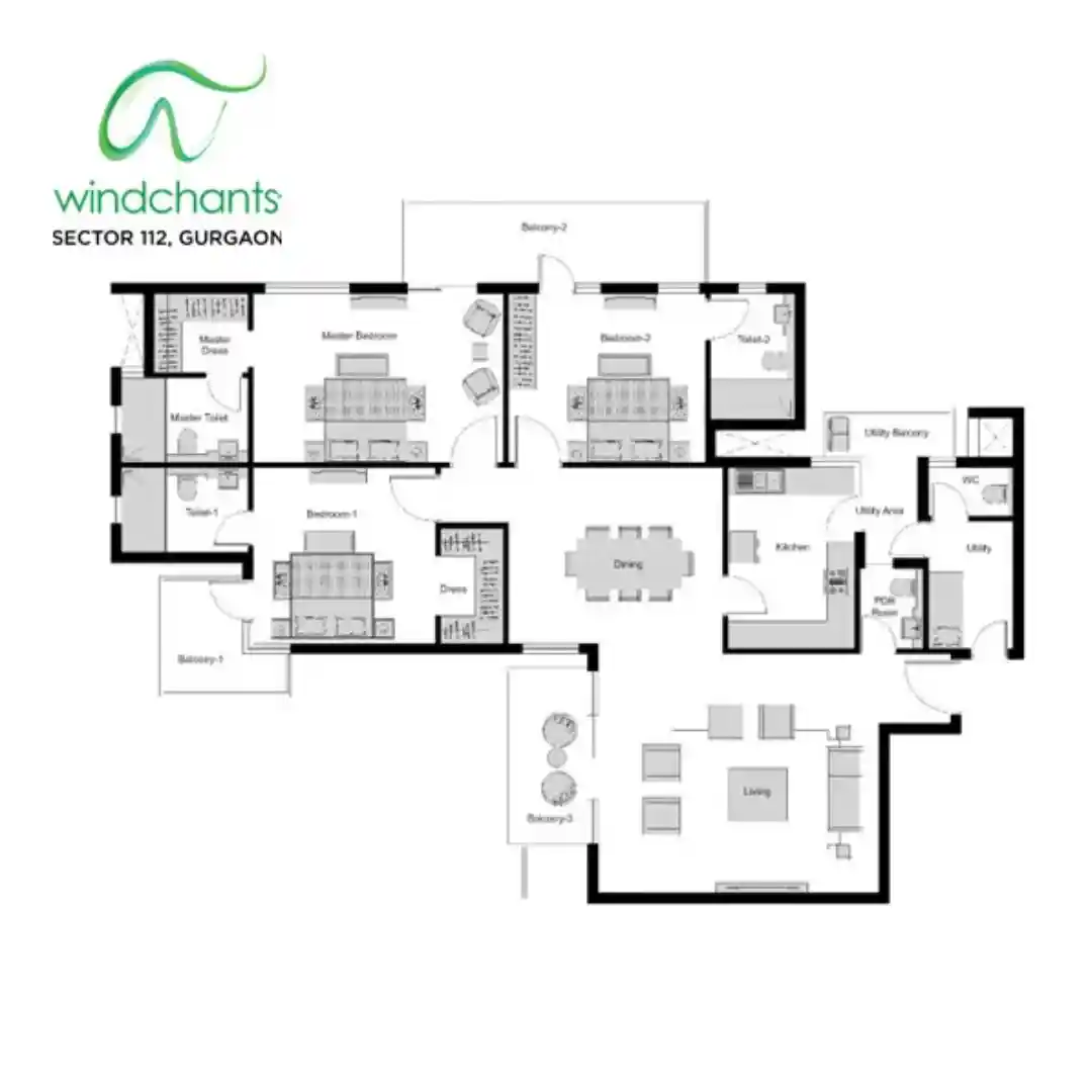 windchant 3bhk floor plan